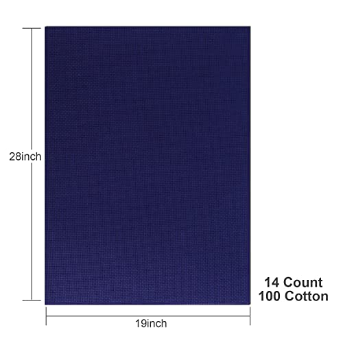 Image of Aida Cloth 14 Count Cross Stitch Fabric,19x28inch (14CT, Navy)