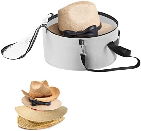 Pehciroe Hat Boxes for Women & Men Storage Large Felt Hat Boxes Storage Round Foldable Hat Carrier Travel Cowboy Hat Storage Box Storage for Hats Toy Clothes with Lid, White