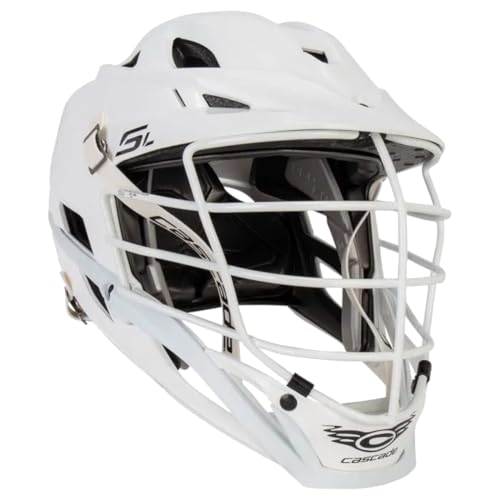 Cascade Adult SL Lacrosse Helmet Advanced 7 Tech+ Protection with Adjustable Fit & Enhanced Ventilation (White/White)