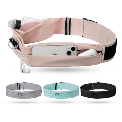 BOATPRO ランニング ポーチ 揺れない 3ポケット 伸縮 防水 防汗 76g超軽量 スマホ収納 ペットボトル マラソンポーチ ランニングポーチ ウエストポーチ レディース メンズ ピンク M