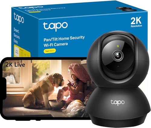 Tapo 2K(3MP) Caméra Surveillance WiFi intérieure 360° C211, Vision Nocturne, Notifications en Temps réel, Détection de Personne, Suivi de Mouvement,...