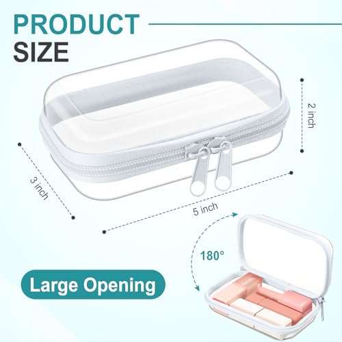 Image of Hoolerry 4 Pcs Hard Clear Zipper Case Makeup Bags Plastic Zipper Pouch Transparent Storage Box Containers for Cosmetics, Snacks, Building Blocks, Puzzles(Clear,5 x 3 x 2 in,White)