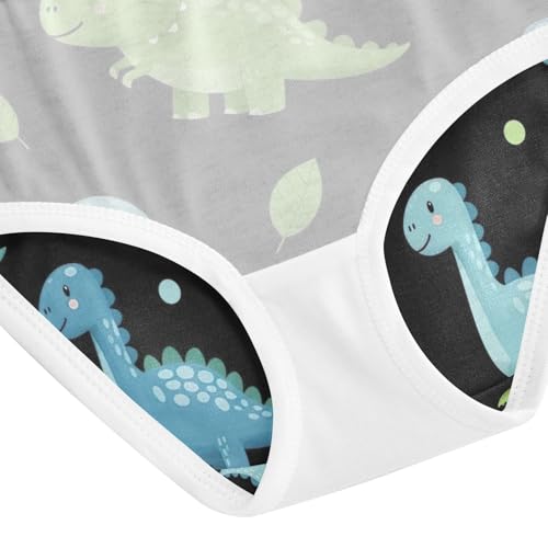Cartoon Dinosaurs Leaf Dot Black Underwear for Girls, Toddler Briefs, Girls Underwear Cotton, 2–8 Years4