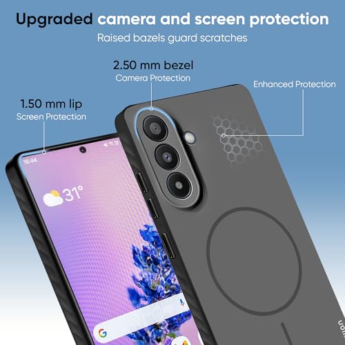 Image of KARWAN Slim Shockproof Back Case Cover Compatible with Samsung Galaxy S24,Dual Layer Armor Protection with Matt Finish, Heavy Duty Cover with Magnetic MagEase Wireless Charging (Black)