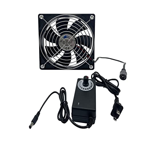 120mm x 38mm 110V 220V AC Powered Axial Fan,12V Variable Speed Controller with AC Plug,for Receiver Xbox DVR Playstation Component Electronics Cooling and Cabinet Ventilation – 1 Pack