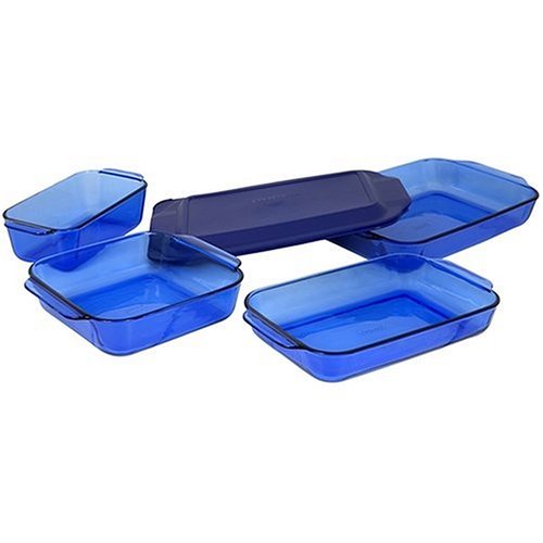 Pyrex Bakeware 5-Piece Baking Dish Set, Cobalt
