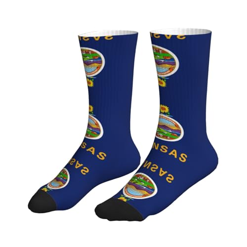 Kansas State Flag Sports Running Socks For Women Men, Breathable, Soft And Skin Friendly For Gym,Running,Sport3