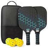Pickleball Paddles Set of 2/4, Lightweight Pickleball Rackets, Durable Fiberglass Surface with Polypropylene Honeycomb Core，Ideal Pickleball Training Equipment and Carry Bag（Blue）