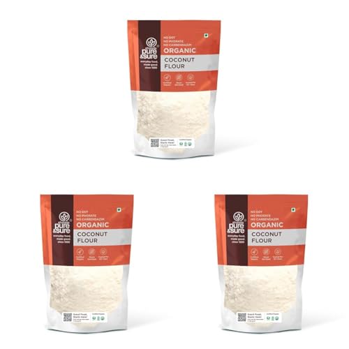Image of Phalada Pure & Sure Organic Coconut Flour 350 Gm | 100% Natural Nariyal | Plant Based Food | Low Carb Nariyal| Make Coconut Milk, Breads, Cakes And Cookies | Keto Friendly Flour (Pack of 3)
