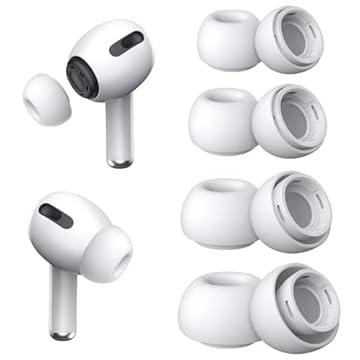 Foweroty [4 pares] Pontas auriculares de substituição para Airpods Pro e Airpods Pro 2ª geração com orifício de redução de ruído em caixa de armazenamento portátil, com bastões de limpeza e massa de