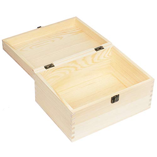 Extra Large Rectangle Unfinished Pine Wood Box Natural DIY Craft Stash