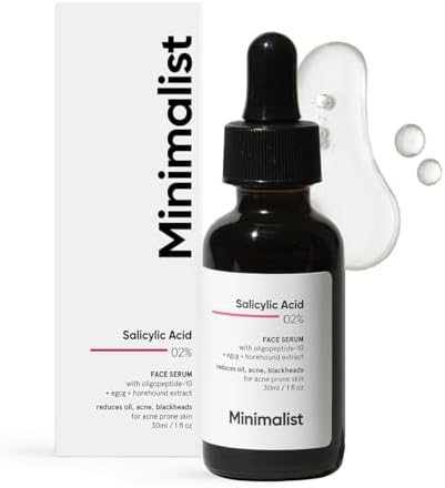 Minimalist 2% Salicylic Acid Serum For Acne, Blackhead & Open Pores | Reduces Excess Oil & Bumpy Texture | BHA Liquid Exfoliant for Acne Prone & Oily Skin | For Women & Men | 1 Fl Oz/30ml