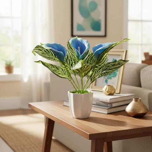 Image of fancymart Artificial Calla Lily Plant with Pot - 30 cm Height Decorative Flower Leaves (Pack of 1) | Realistic Faux Plant for Home & Office Decor | Table, Shelf & Desk Decoration