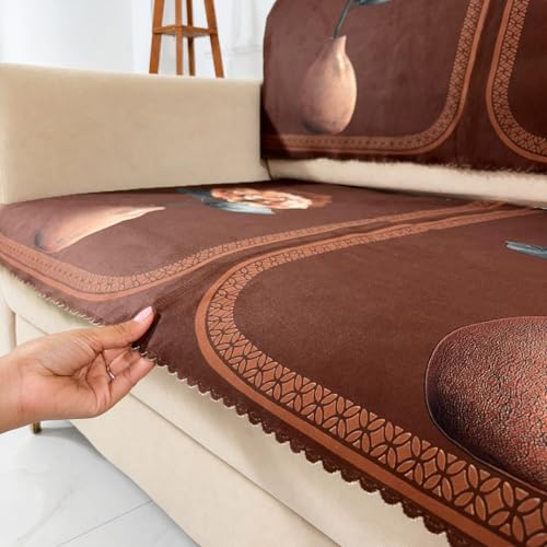 Image of Homerz Premium 'Luxe Series' Holland Velvet Sofa Cover | Smooth Finish | Anti-Skid Fleece Backing | Soft Touch Couch Protector for Living Room (Vase, 7 (3+2+2) Seater, Seat Cover with Backrest)