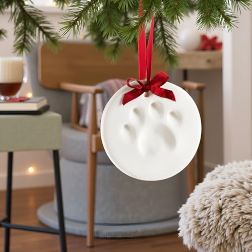 Pearhead Haustierpfotenabdruck, rund, weiß, DIY-Kit, Weihnachten