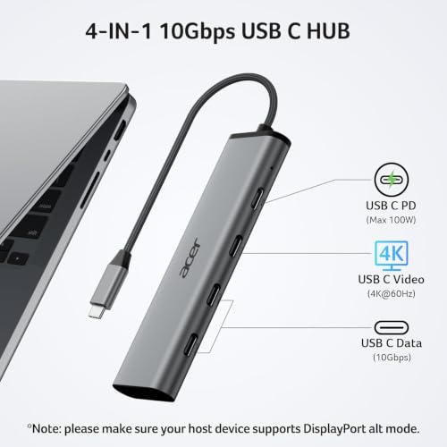 Image of Acer 10Gbps USB C Hub with 4K@60Hz USB-C Display Output for Laptop