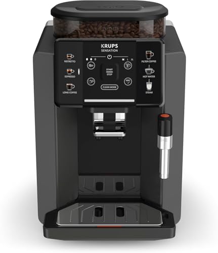 Krups Cafetera Automática Sensation C50 - Potencia 1450W, fácil uso, 5 tipos bebidas, 15 bares, fácil mantenimiento, alertas lumínicas, cómoda limpieza, ajustes personalizados, boquilla vapor, EA9108