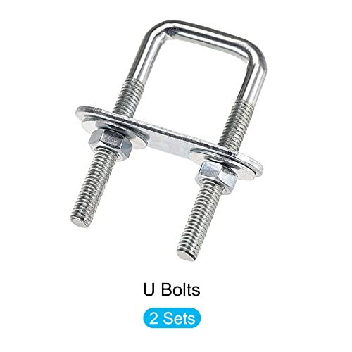 Image of METALLIXITY U Bolts 2 Sets (M6x20x50mm), Square U Bolt Carbon Steel with Accessories - for Construction, Pipe