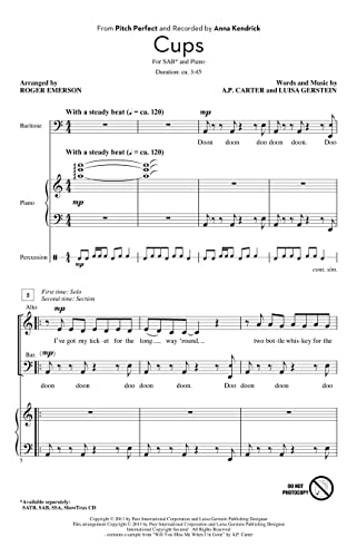 Hal Leonard Cups (from Pitch Perfect) SAB by Anna Kendrick Arranged by Roger Emerson