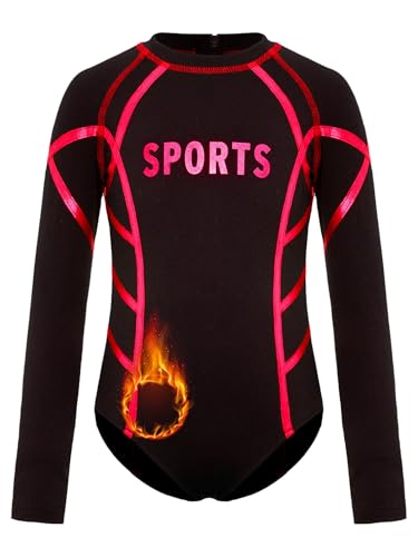 iiniim Jungen Fleece Turnanzug Gymnastikanzug Langarm Ballettanzug Gymnastik Leotard Ballett Trikotanzug Wettbewerb Tanzkostüm Rot 134-140