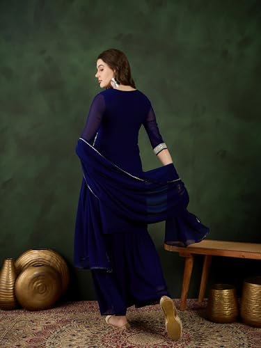 Image of SheWill Kurta Set for Women - Maroon Velvet Zari Sequence Cording Embroidered Kurta with Pant and Cutwork Organza Dupatta
