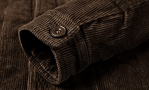 Utcoco Men'S Vintage Fleece Sherpa Lined Corduroy Denim Trucker Jackets Lapel Button Down Thickened Winter Coats thumb #3