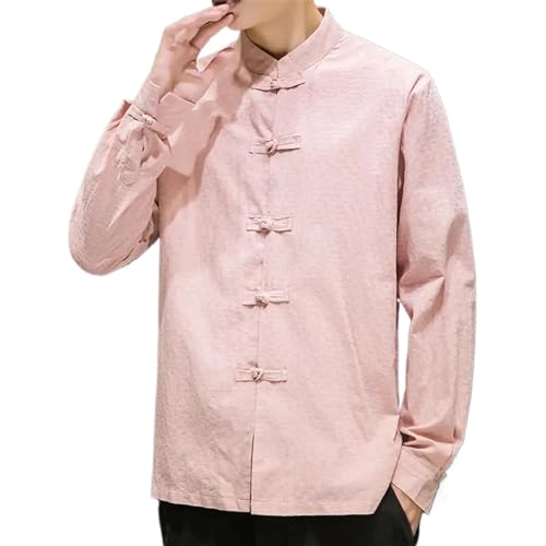 Chemise en coton et lin style Tang pour homme de qualité supérieure
