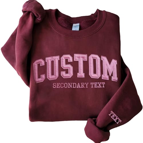 Custom Felt Embroidered Sweatshirts and Hoodie Design Your Own, Personalized Hoodies For Everyone, Customized Text On Sleeve, Add Your Own Custom Text, Gifts For Mothers, Christmas,Valentine