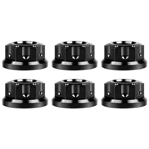 Image of Titanium M6 M8 M10 M12 M14 M16 Flange Bolt Nut Bicycle Motorcycle Rear Axle Car Modification Accessories Pack of 6 (M16 Pitch 1.5mm, Black)