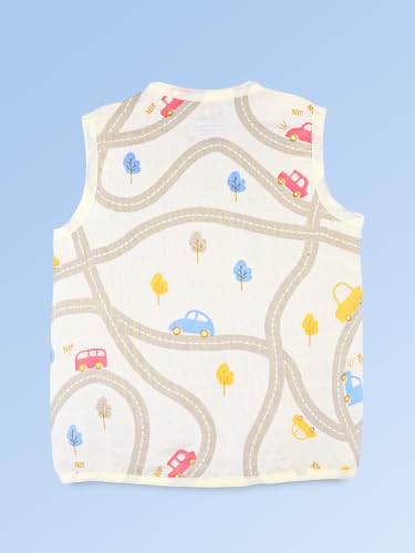 Image of Kidbea Bamboo Muslin Jhabla for Newborn Baby, V-Neck Sleeveless Button Jhabla Shirt, Soft Breathable Infant Kids Clothing for Summer Wear