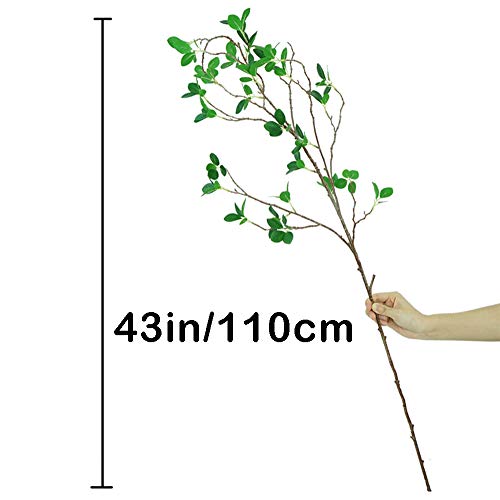 Ollain 43" Artificial Greenery Stems Plants Faux Leaf Green Eucalytus Branches Ficus Twig Fern Fake Green Bushes Shrubs For Home Party Wedding Decoration (4 Pack) #TOP1