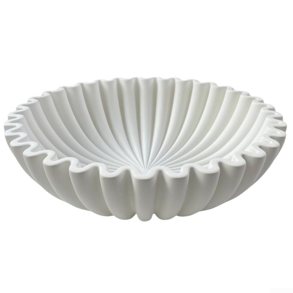Cuenco decorativo de resina con diseño de volantes festoneados, elegante pieza central para mesa de café, comedor, sala de estar, decoración del hogar, adorno ligero (B)
