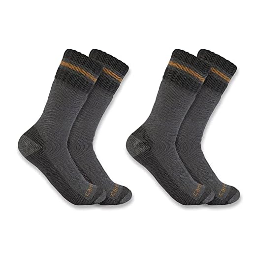 Carhartt Men's SB7742M Heavyweight Synthetic-Wool Blend Boot Sock 2-Pack - Large - Gray