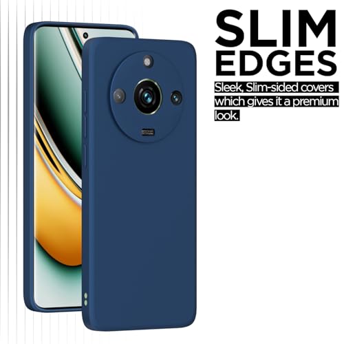 Image of Outlouders Back Cover for Realme 11 Pro / 11 Pro Plus 5G / Narzo 60 Pro 5G | Camera Protection | Durable Soft Matte Silicone Bumper Case (Blue)