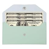 Teaaha Cash Wallet Genuine Leather Money Stuffing Wallets Organizer Reusable Budget Envelope Wallet Retro Clutch Wallets for Men Women Cash Check Billing, Minimalist Design (Green)