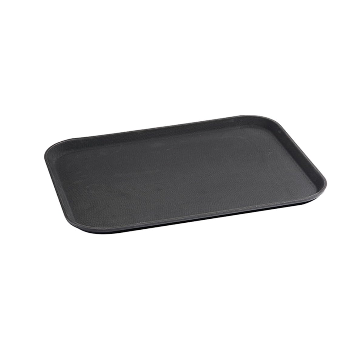 Vague Rectangular Shape Non Slip Plastic Tray with Rubber, 30 cm x 40 cm Size, Black