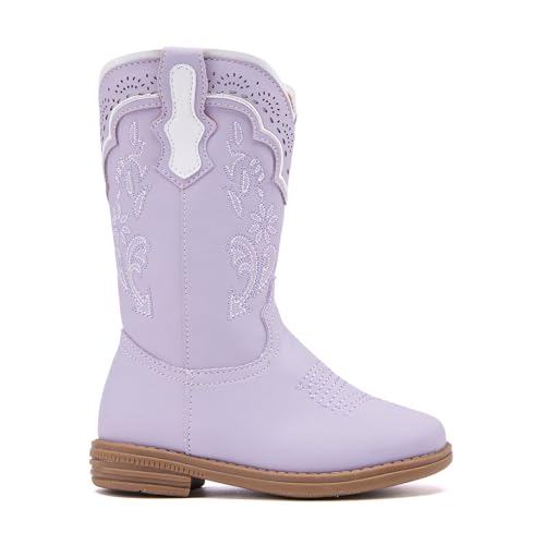 BMCiTYBM Toddler Girl Boy Cowboy Cowgirl Boots Little Kids Square Toe Western Boots Mid Calf Side Zipper Riding Shoes for All Seasons3