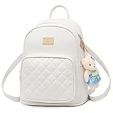 [manukori] リュック レディース 小さめ 女の子 ミニリュック レザー 改良 かわいい 子供バッグ 熊人形 (white)