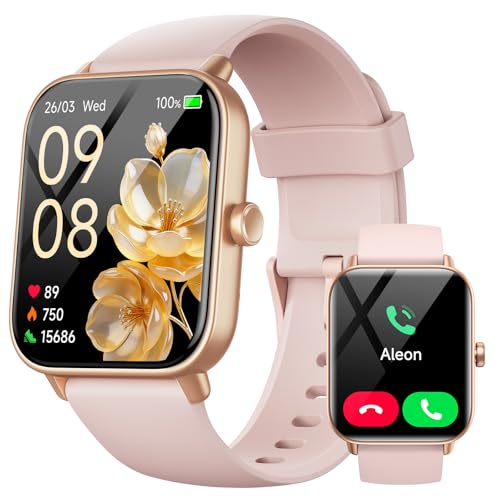 Smartwatch Damen mit Telefonfunktion,1.8" Smart Watch Fitnessuhr mit Whatsapp und Alexa,Herzfrequenz Schlafmonitor,120+ Sportmodi Fitness Tracker,IP68 Wasserdicht Uhren Damen für Samsung/Android/iOS 1
