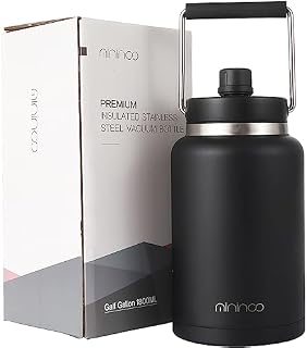 mininoo 63oz/ 1.8L Large Double Vacuum Insulated Gym Water Bottle, 304 Stainless Steel Thermos BPA-Free Keep for Hot 12H & Cold 12H Drinks, Sweat Proof, Great for Travel, Hiking & Camping, Black
