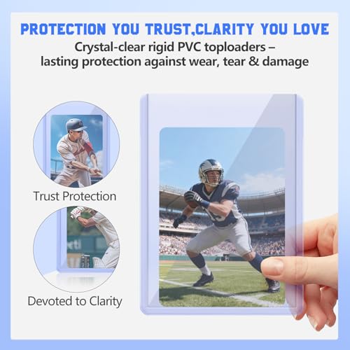 Image of DEDC 20 Top Loader Thick Card Load Holder Storage for Trading Cards Sports Sleeves Hard Plastic 100 Point Protective 3 inch x 4 inchToploaders Rigid Memorabilia Collectibles