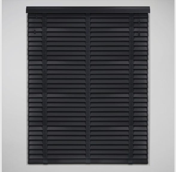 Custom Made To Measure Black Real Wood Venetian Blinds With Tapes (50mm slats) 121-150cm width x 180cm drop