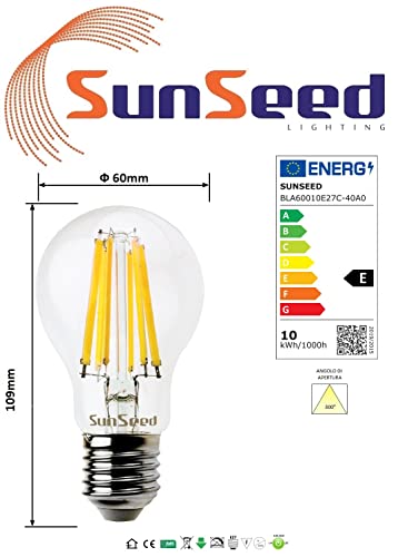 SUNSEED 6 X E27 10W (Equivalent to 83W) Sapphire Filament LED GLS Light Bulb A60 Neutral White 4000K, Pack of 06 - Neutral White 4000k - Image 4