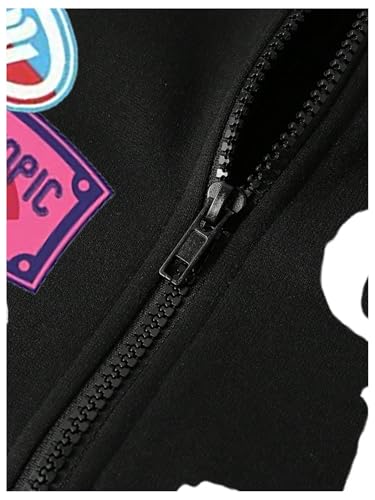 Men's Letter Graphic Zip Up Hoodie Jacket Long Sleeve Drawstring Hooded Sweatshirts Outwear4