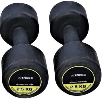 wWAR Pair of 2.5Kg (2.5Kg X 2) Rubber Fixed Weight Dumbbell (5 kg)