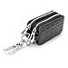 BAKUN Two-Sides Mini Genuine Leather Car Key Chain Holder Wallet Case, Key Holder Key Organizer Wallet(Black)