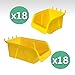 WALLPEG 36 Pack Pegboard Bin Kit – 18 Medium & 18 Large Yellow Peg Board Storage Bins | Parts Organizer for Garage, Workshop, Craft Room, Office & Workbench | Pegboard Accessory Organier | MADE IN USA