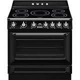 SMEG TR90IMBL - Cocina estética vintage Victoria, horno multifunción, suave, placa de inducción, 90 x 60 cm, color negro, clase A