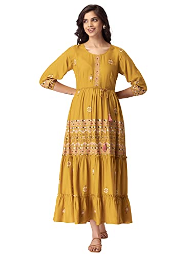Image of Indya Women's Rayon Floral, Geometric Print Regular Kurta