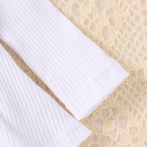 Mubineo NENEF0S9KAY5LMMSD2 Baby Girl Cute Clothes Romper Dress Outfits Fall Winter Ruffle Long Sleeve Basic Plain Rib Knit Newborn Outfit thumb #8